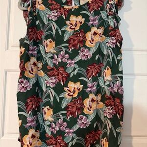 LOFT Floral Tank Top - Green and Multicolor